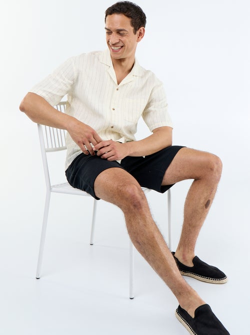 Chemise en lin mélangé à manches courtes - Kiabi