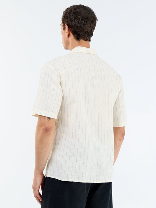 Chemise en lin mélangé à manches courtes - Kiabi