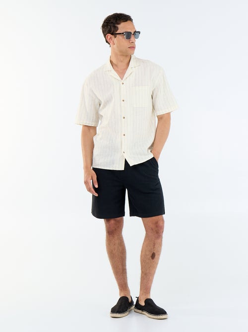 Chemise en lin mélangé à manches courtes - Kiabi