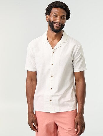 Chemise en lin mélangé à manches courtes