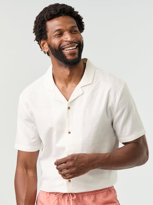 Chemise en lin mélangé à manches courtes - Kiabi