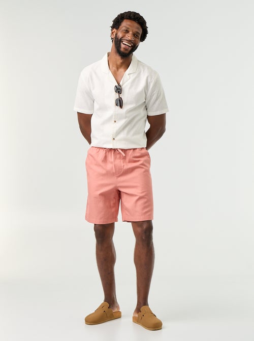 Chemise en lin mélangé à manches courtes - Kiabi