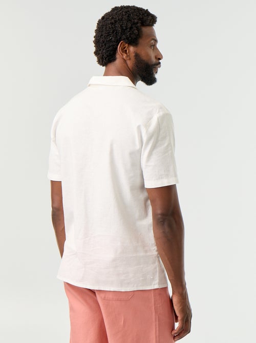 Chemise en lin mélangé à manches courtes - Kiabi