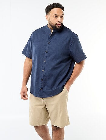 Chemise en lin mélangé à manches courtes
