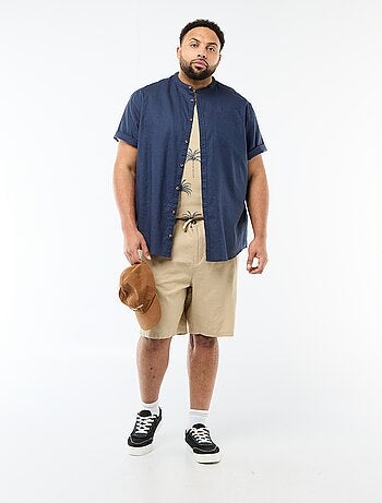 Chemise en lin mélangé à manches courtes