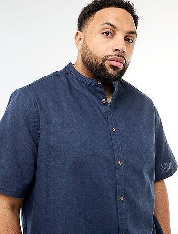 Chemise en lin mélangé à manches courtes