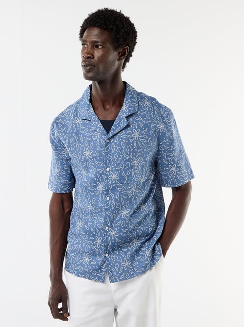 Chemise en lin mélangé à manches courtes - Kiabi