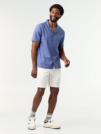 Chemise en lin mélangé à manches courtes