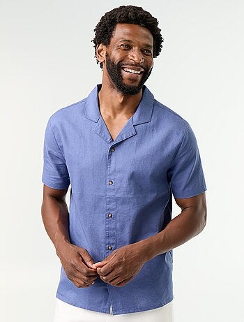 Chemise en lin mélangé à manches courtes