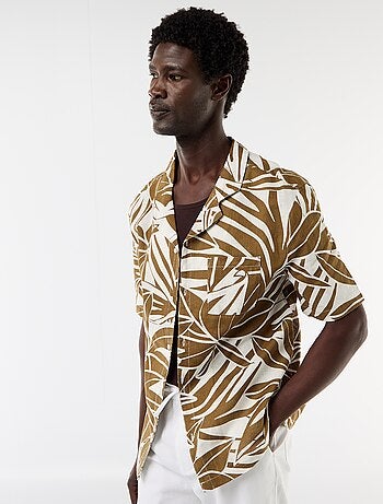 Chemise en lin mélangé à manches courtes