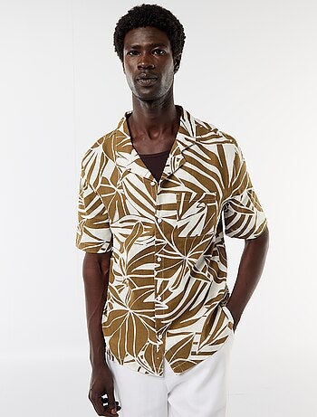 Chemise en lin mélangé à manches courtes