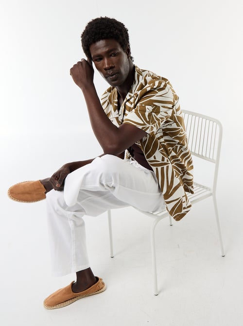 Chemise en lin mélangé à manches courtes - Kiabi