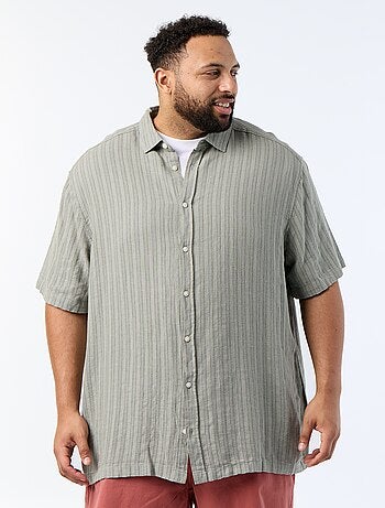 Chemise en lin mélangé à manches courtes