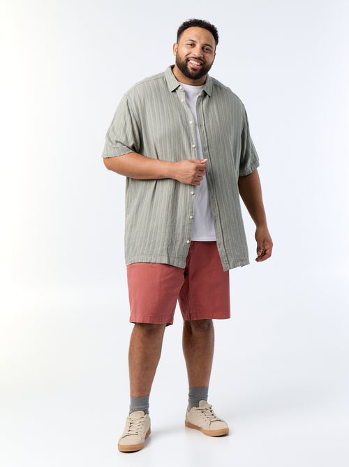 Chemise en lin mélangé à manches courtes - Kiabi