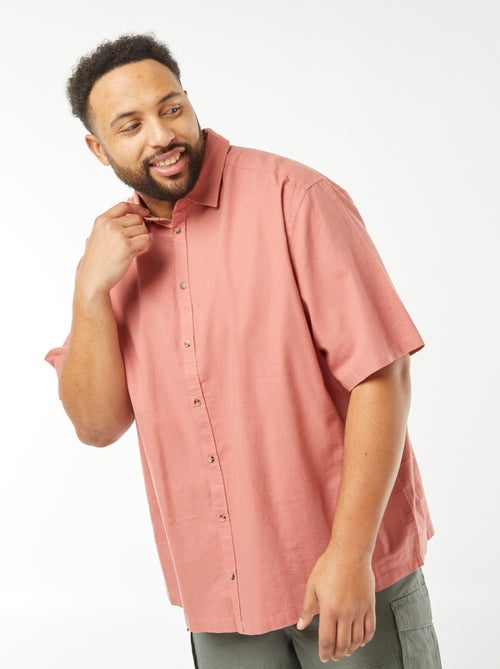 Chemise en lin mélangé à manches courtes - Kiabi