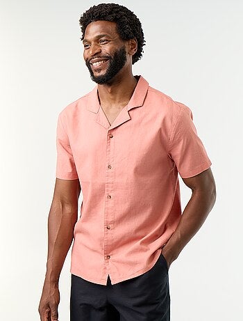 Chemise en lin mélangé à manches courtes