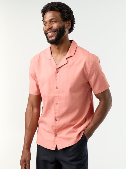 Chemise en lin mélangé à manches courtes - Kiabi