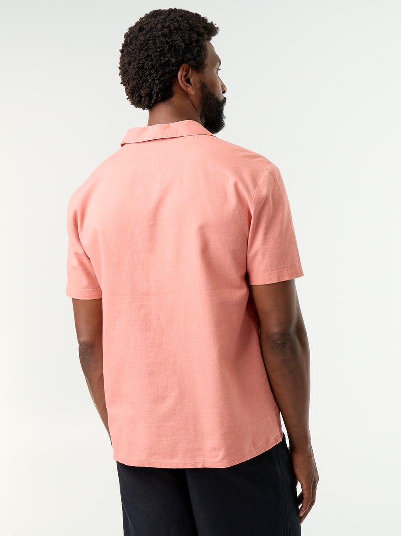 Chemise en lin mélangé à manches courtes Rose - Kiabi