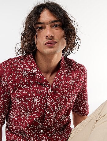 Chemise en lin mélangé à manches courtes