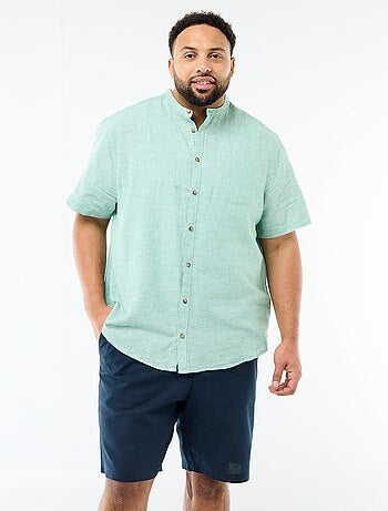 Chemise en lin mélangé à manches courtes