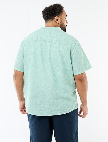 Chemise en lin mélangé à manches courtes