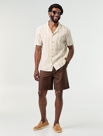 Chemise en lin mélangé à rayures