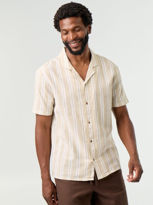Chemise en lin mélangé à rayures - Kiabi