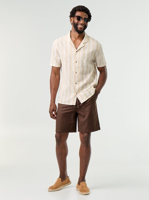 Chemise en lin mélangé à rayures - Kiabi