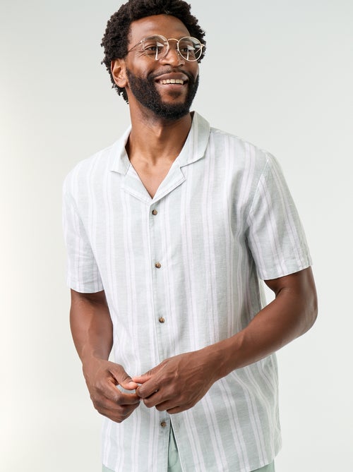Chemise en lin mélangé à rayures - Kiabi