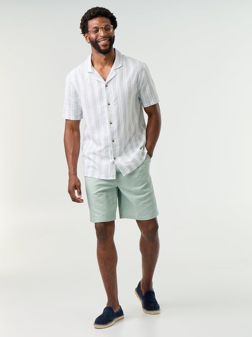 Chemise en lin mélangé à rayures - Kiabi