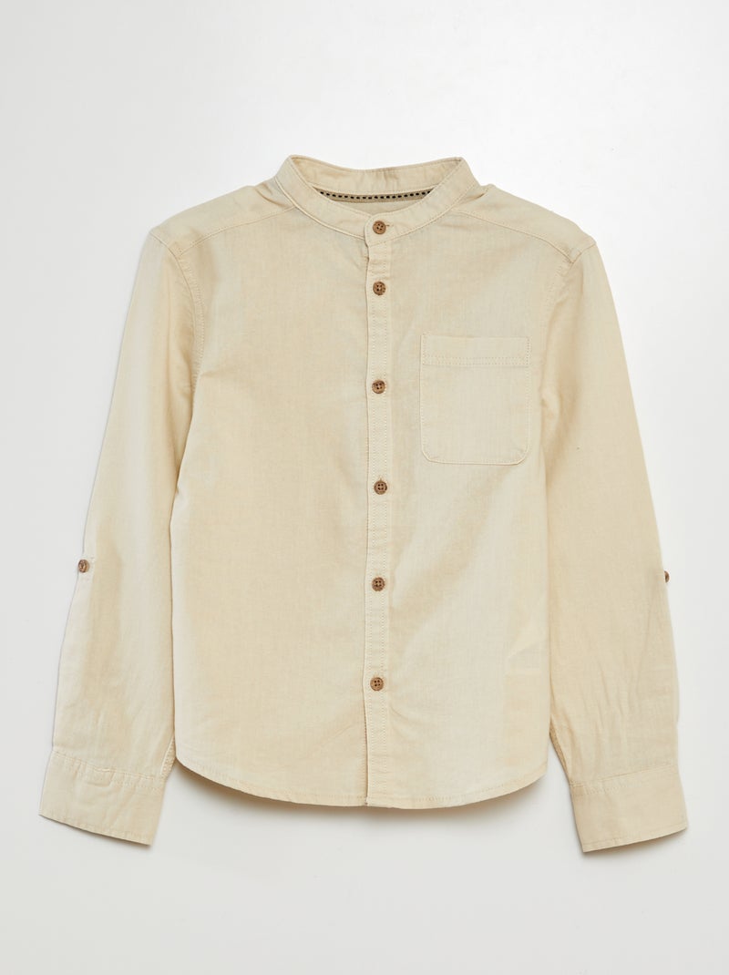 Chemise en lin mélangé BEIGE - Kiabi