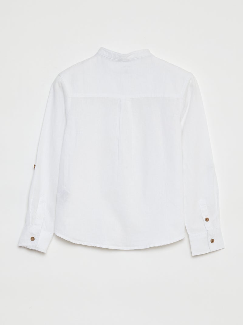 Chemise en lin mélangé Blanc - Kiabi