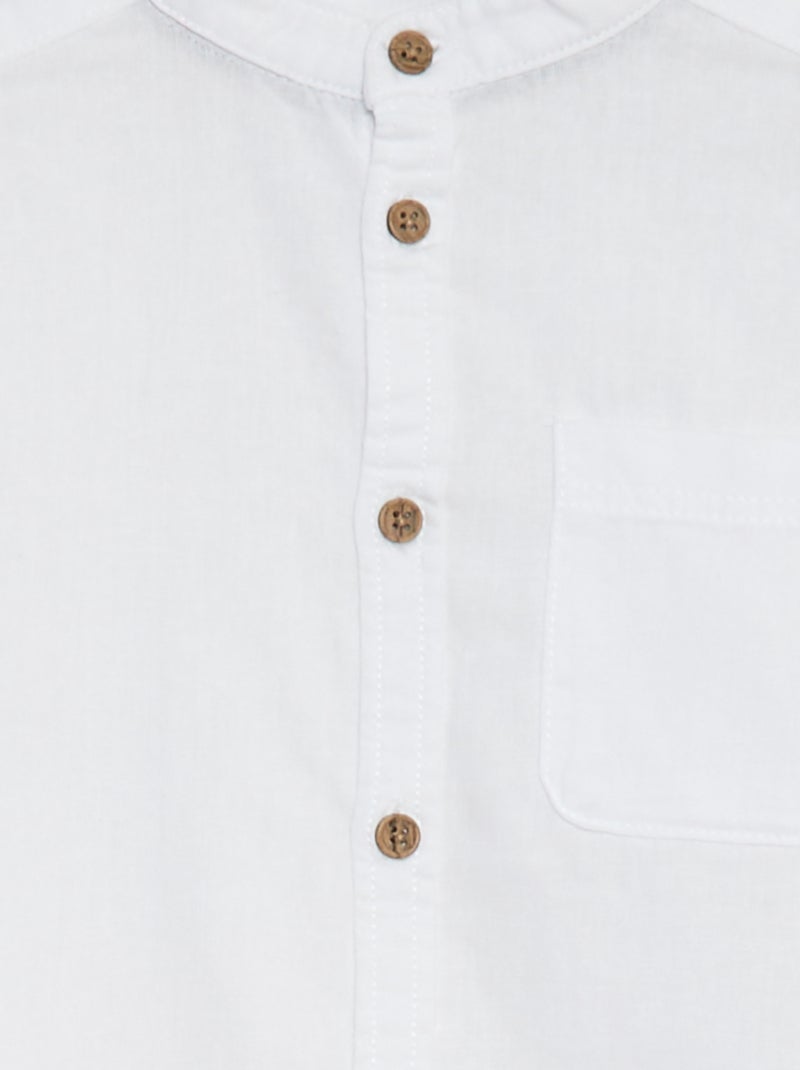 Chemise en lin mélangé Blanc - Kiabi