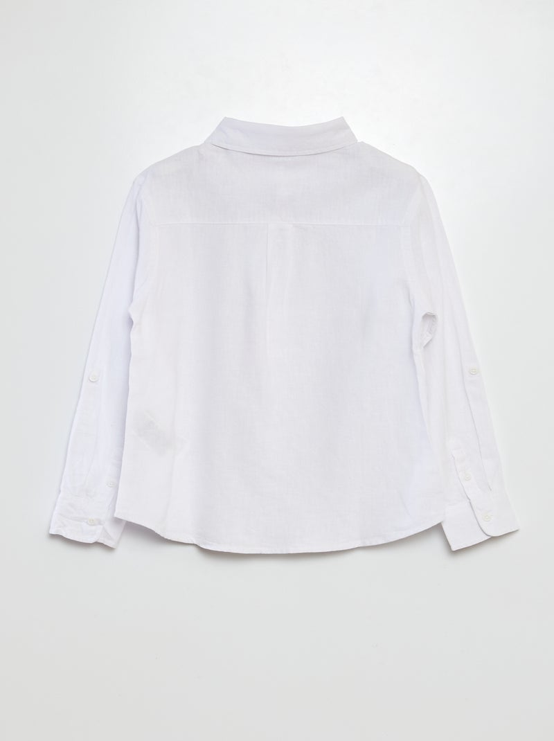 Chemise en lin mélangé blanc - Kiabi