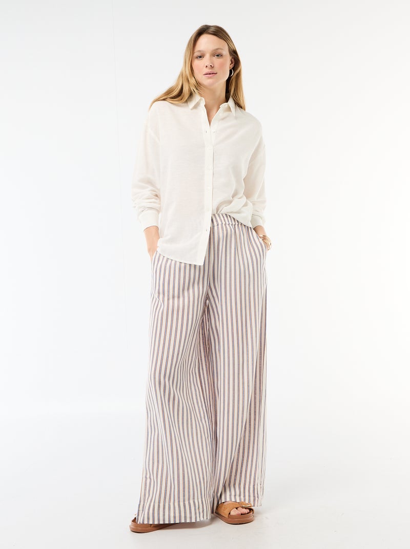 Chemise en lin mélangé Blanc - Kiabi