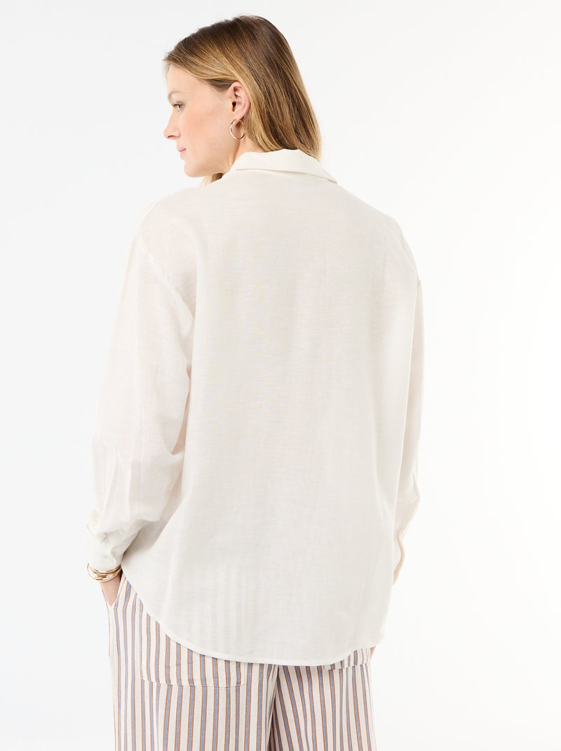 Chemise en lin mélangé Blanc - Kiabi