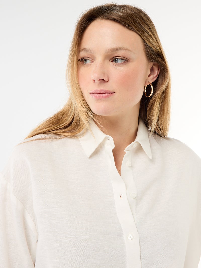 Chemise en lin mélangé Blanc - Kiabi