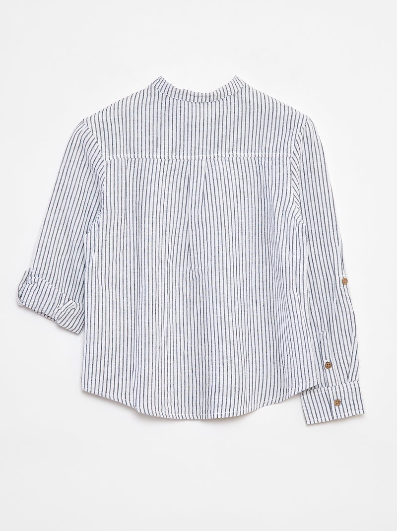 Chemise en lin mélangé Bleu - Kiabi