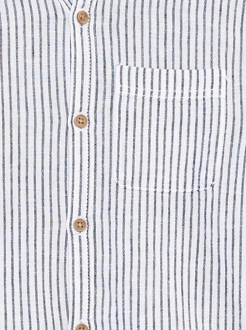 Chemise en lin mélangé Bleu - Kiabi