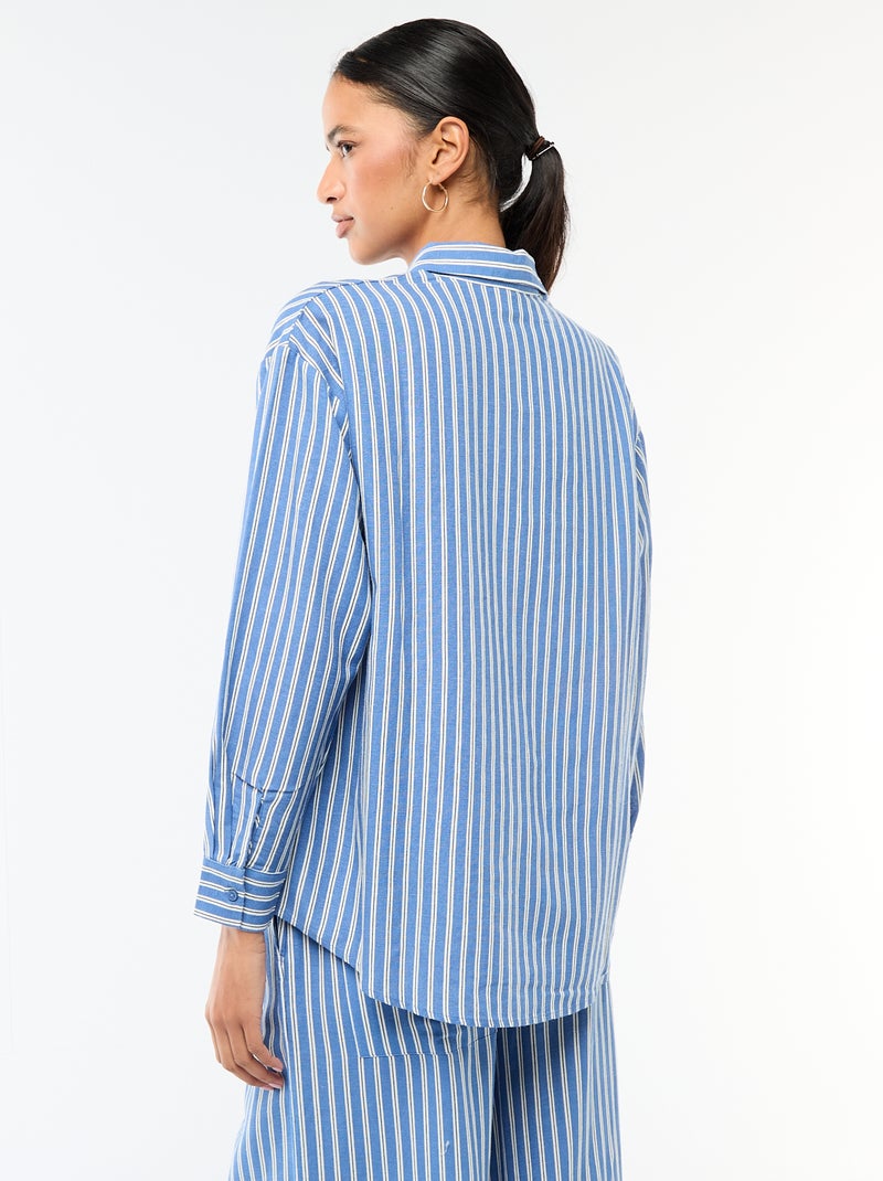 Chemise en lin mélangé Bleu - Kiabi