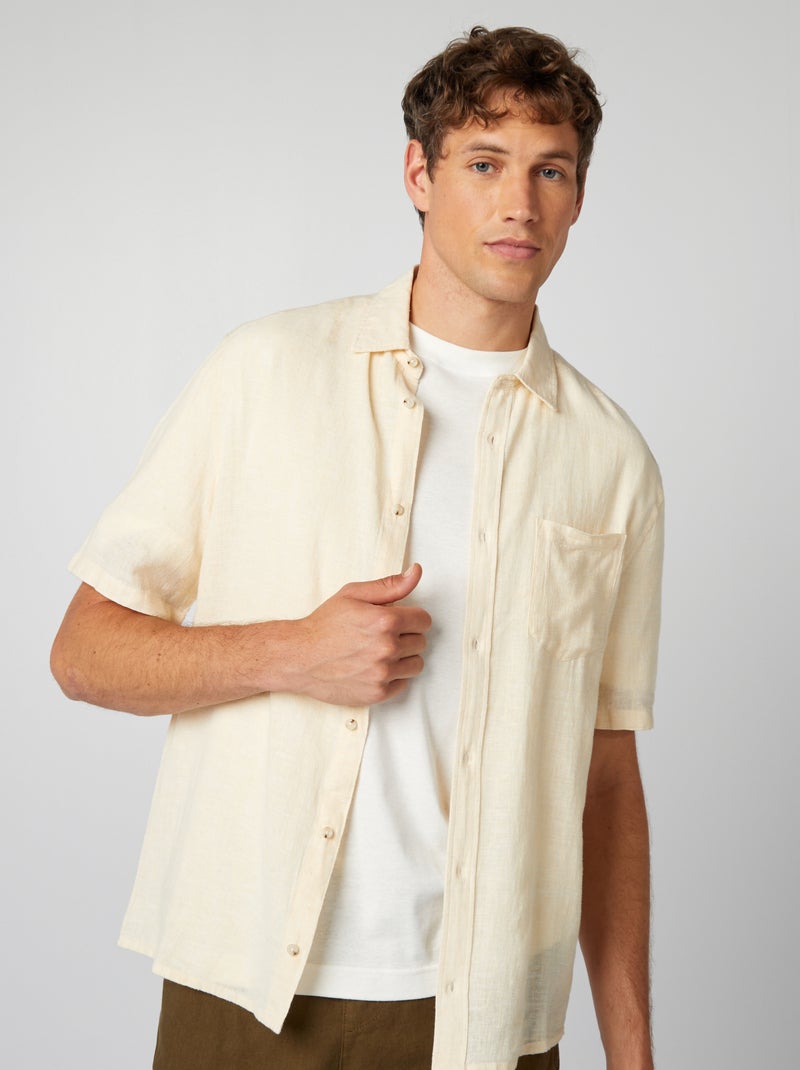 Chemise en lin mélangé Jaune - Kiabi