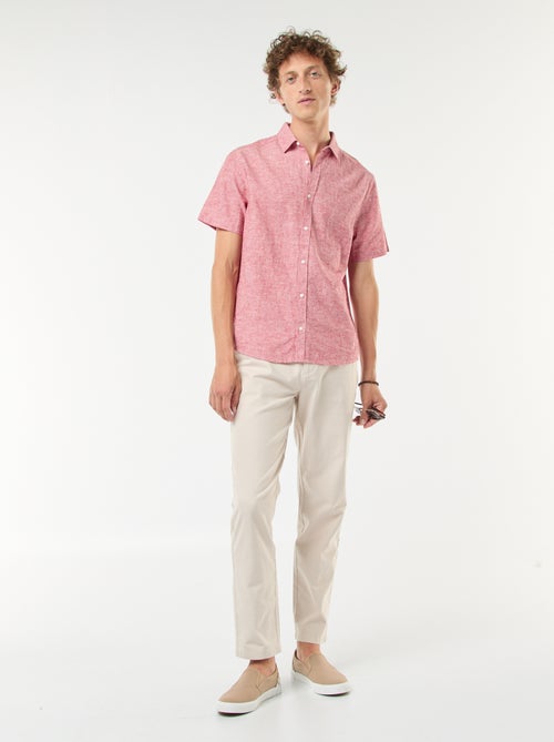Chemise en lin mélangé manches courtes - Kiabi