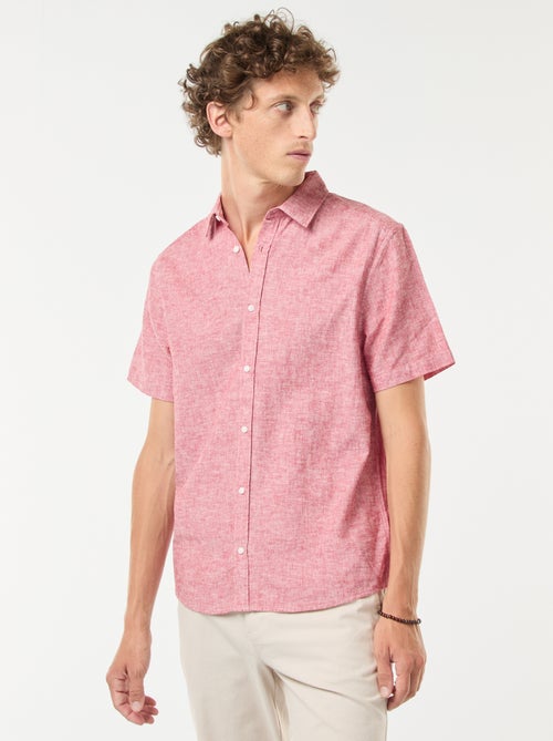Chemise en lin mélangé manches courtes - Kiabi