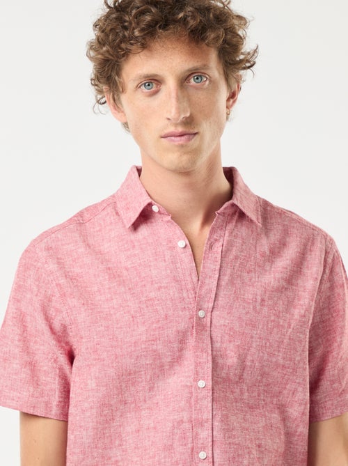 Chemise en lin mélangé manches courtes - Kiabi