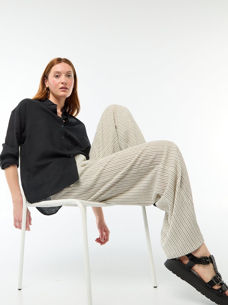 Chemise en lin mélangé Noir - Kiabi