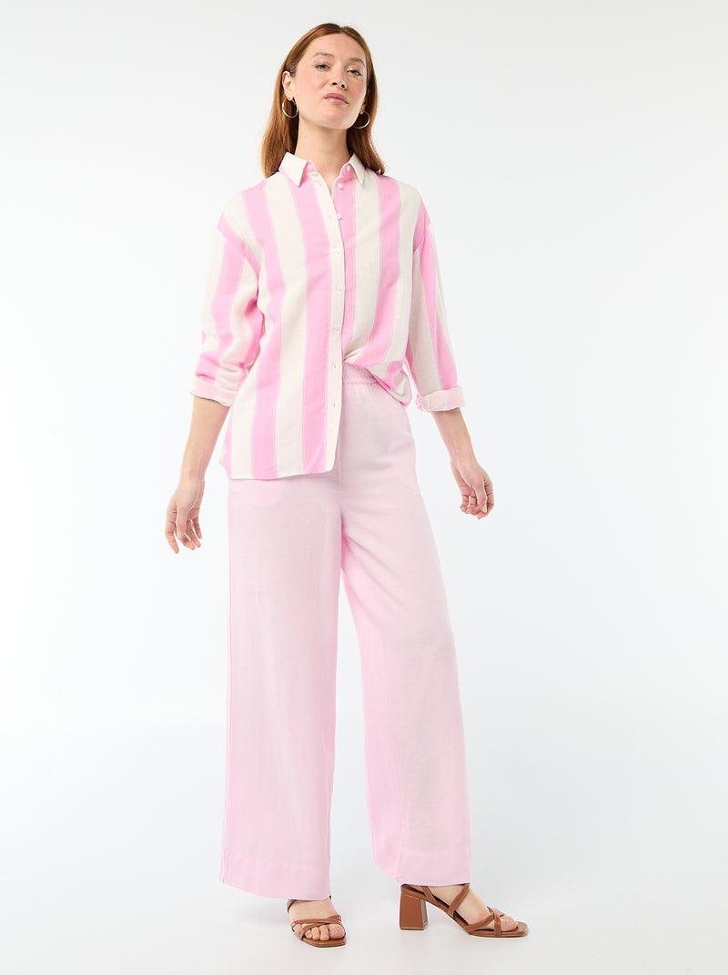 Chemise en lin mélangé Rose - Kiabi