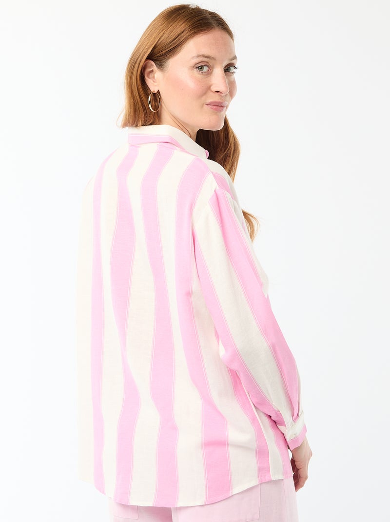 Chemise en lin mélangé Rose - Kiabi