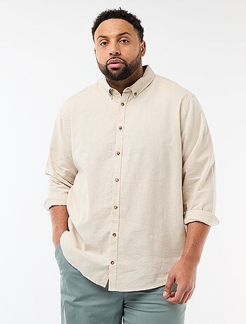 Chemise en lin mélangé unie