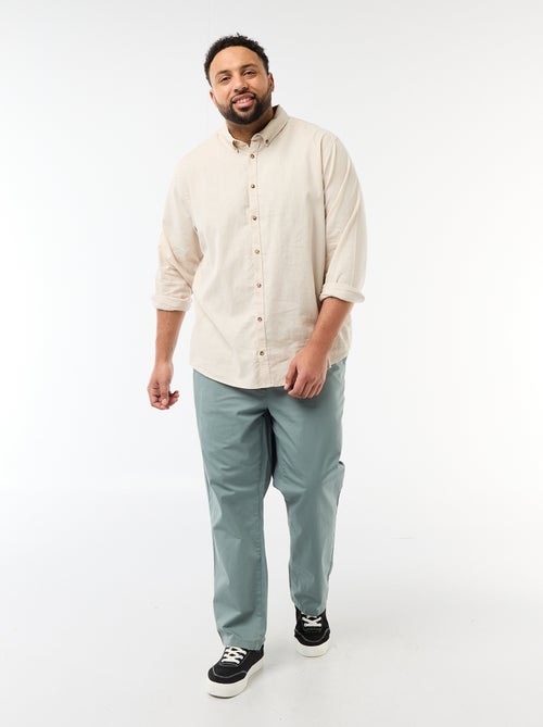 Chemise en lin mélangé unie - Kiabi