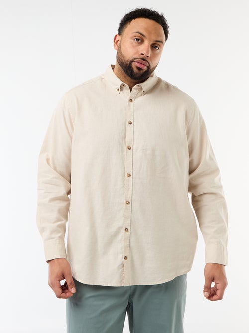 Chemise en lin mélangé unie - Kiabi